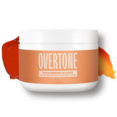 oVertone jar front view showing strawberry blonde mask and brand benefit of color refresh