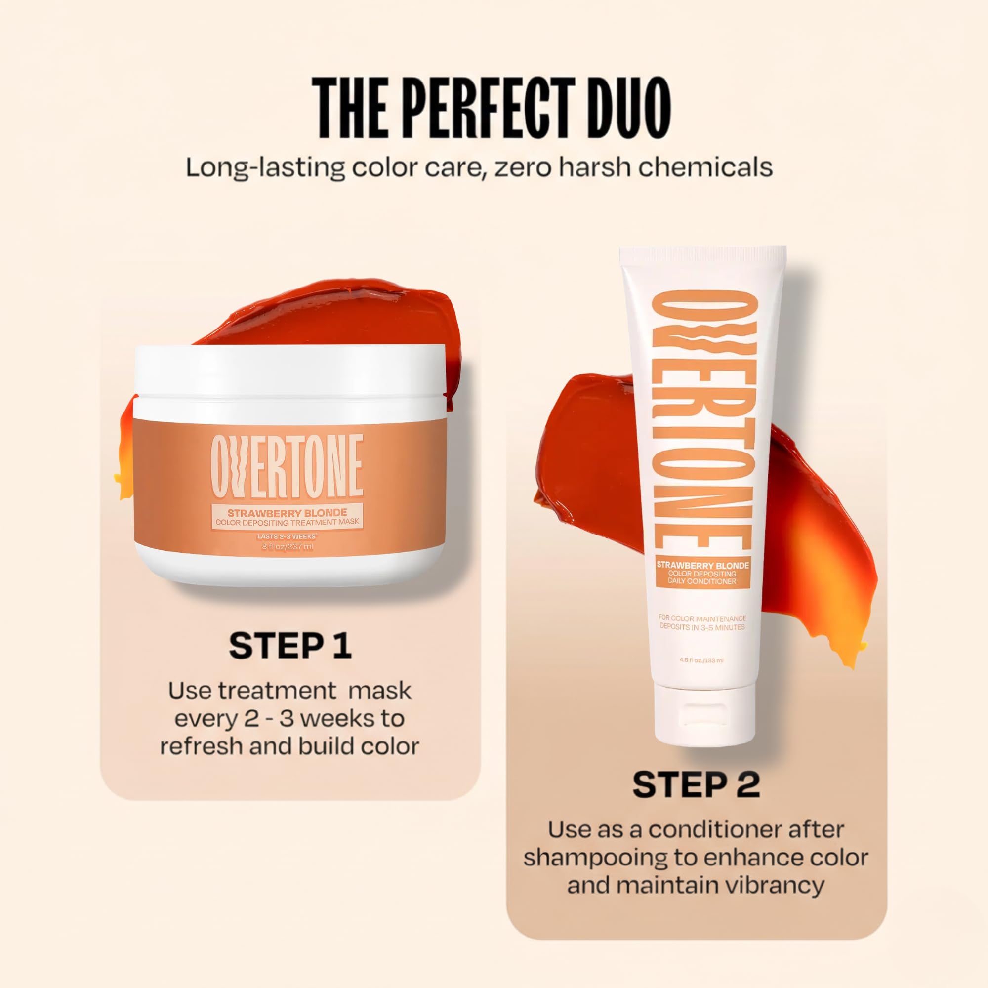 oVertone close-up texture of the strawberry blonde mask highlighting creamy hydration benefit