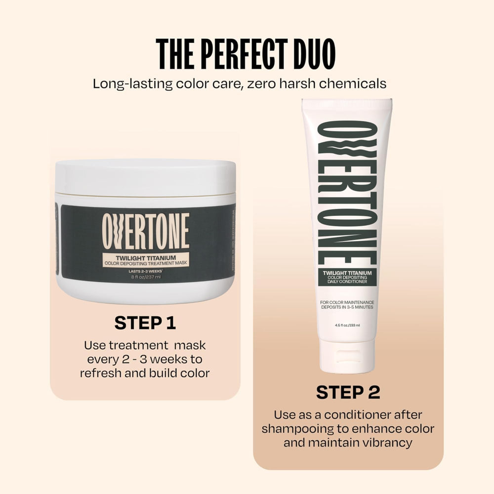 oVertone before and after swipe illustrating cooler tone and restored shine