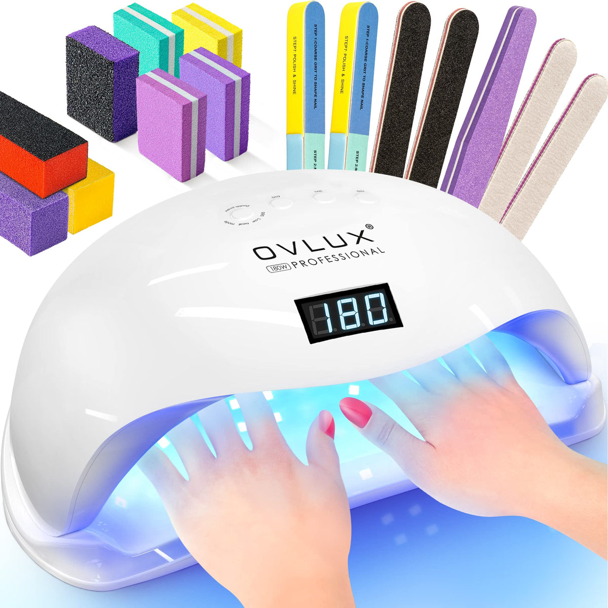 OVLUX front view of lamp showing spacious dome for fast curing