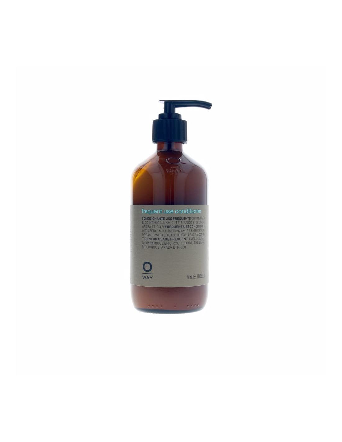 OWAY frequent use conditioner front packaging shows bottle and benefit of gentle daily softening