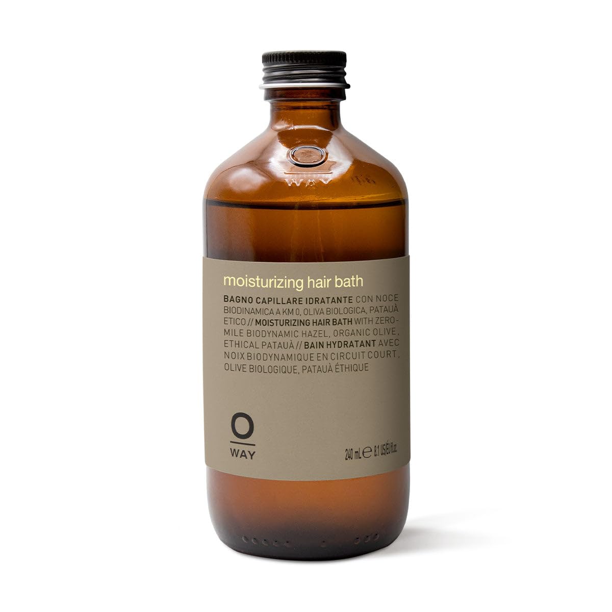 OWAY front bottle image showing moisturizing hair bath benefits