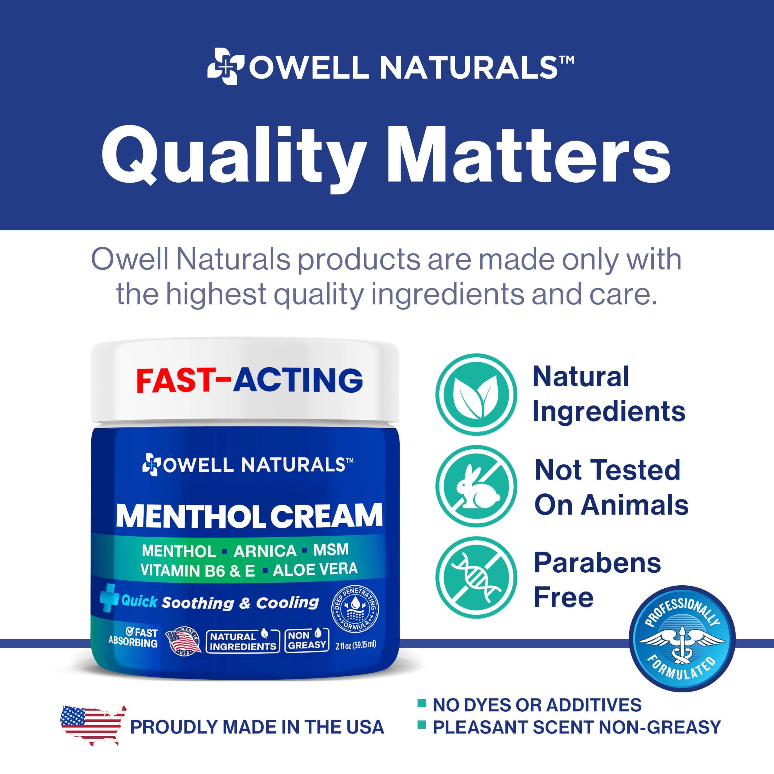 Owell Naturals cream texture on fingertip highlighting fast absorption benefits