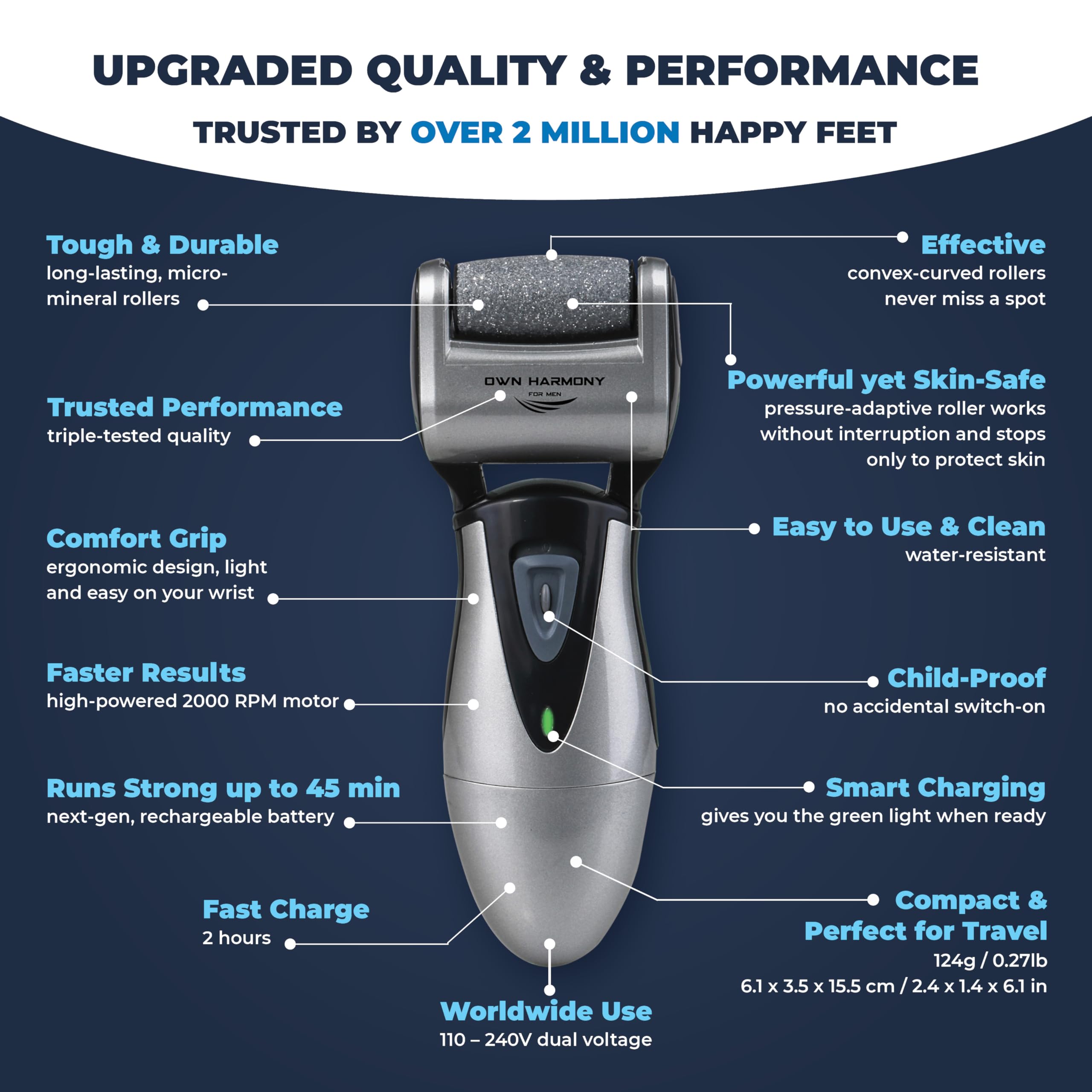 Own Harmony USB charging cable next to device showing fast recharge convenience