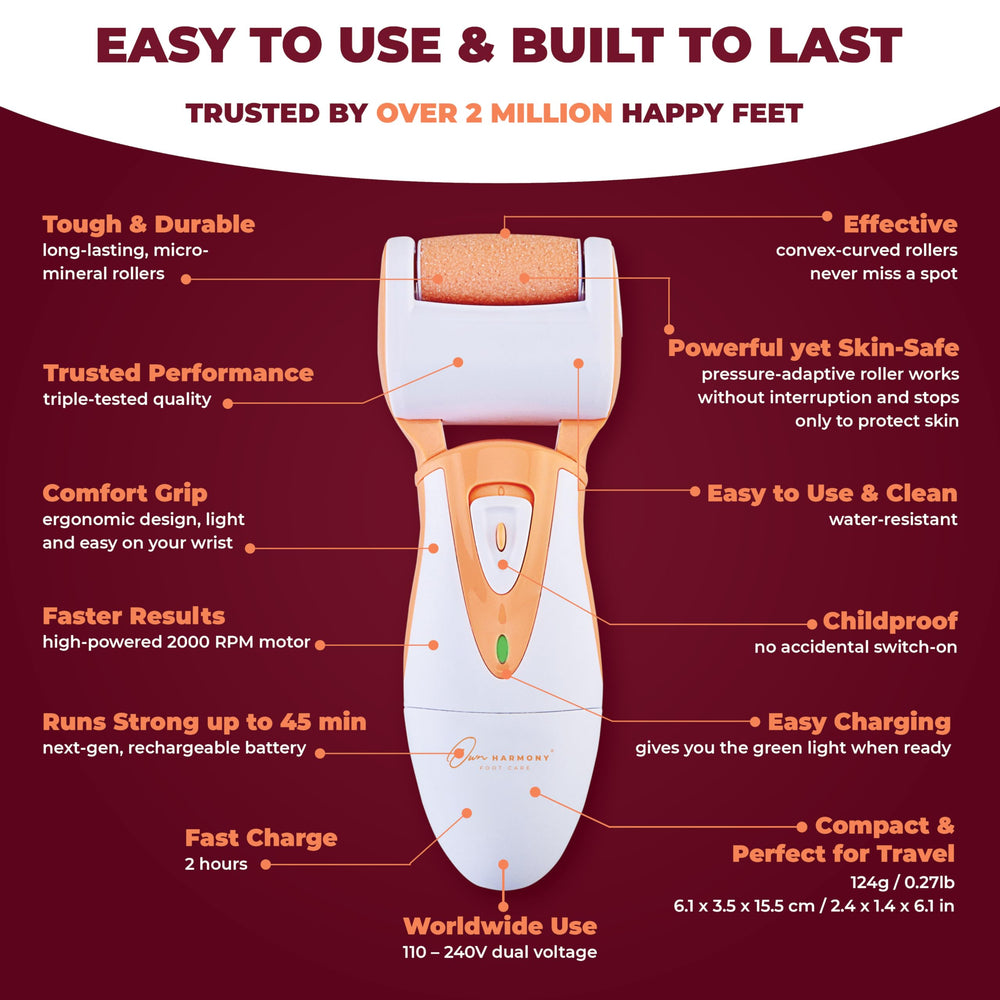 Own Harmony device in hand scale demonstrating compact, travel-friendly size