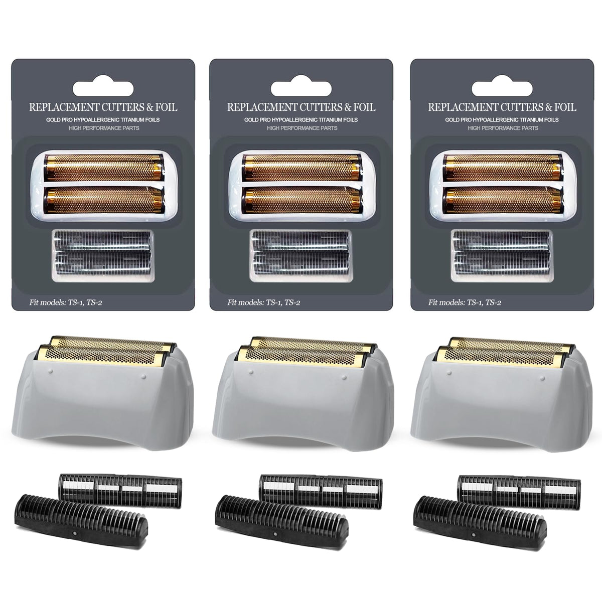 OXSITO front pack showing three gold foils and cutters, restoring shaver performance