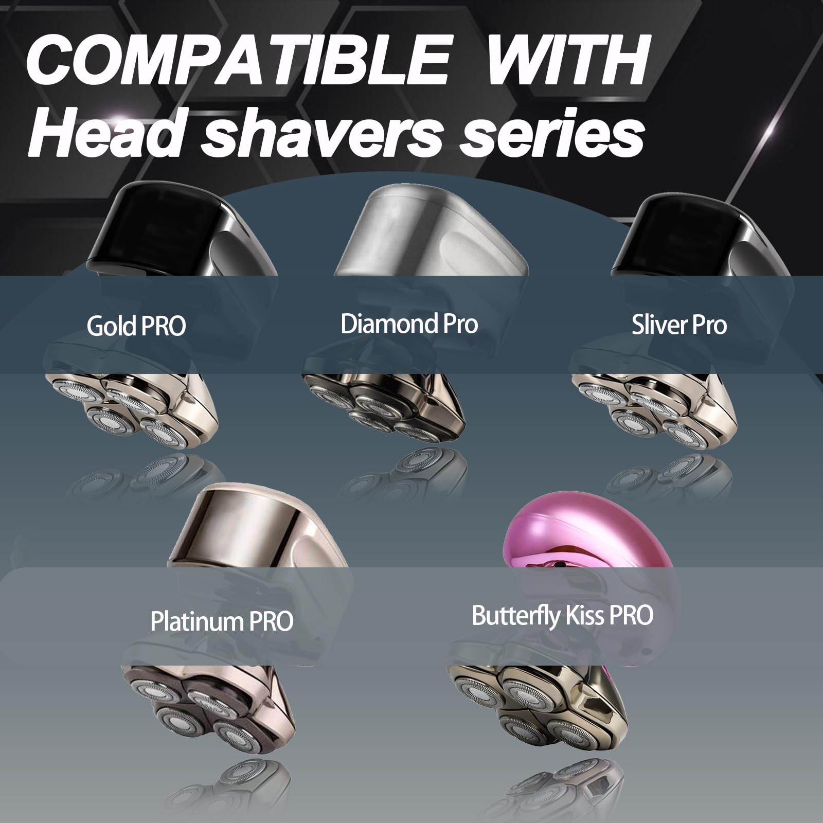 OXSITO replacement head in use on scalp illustrating close, low-friction shave coverage