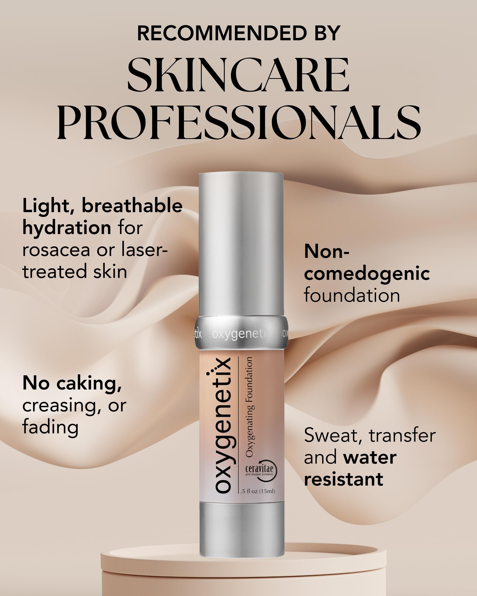 Oxygenetix texture swatch demonstrating lightweight blendable finish