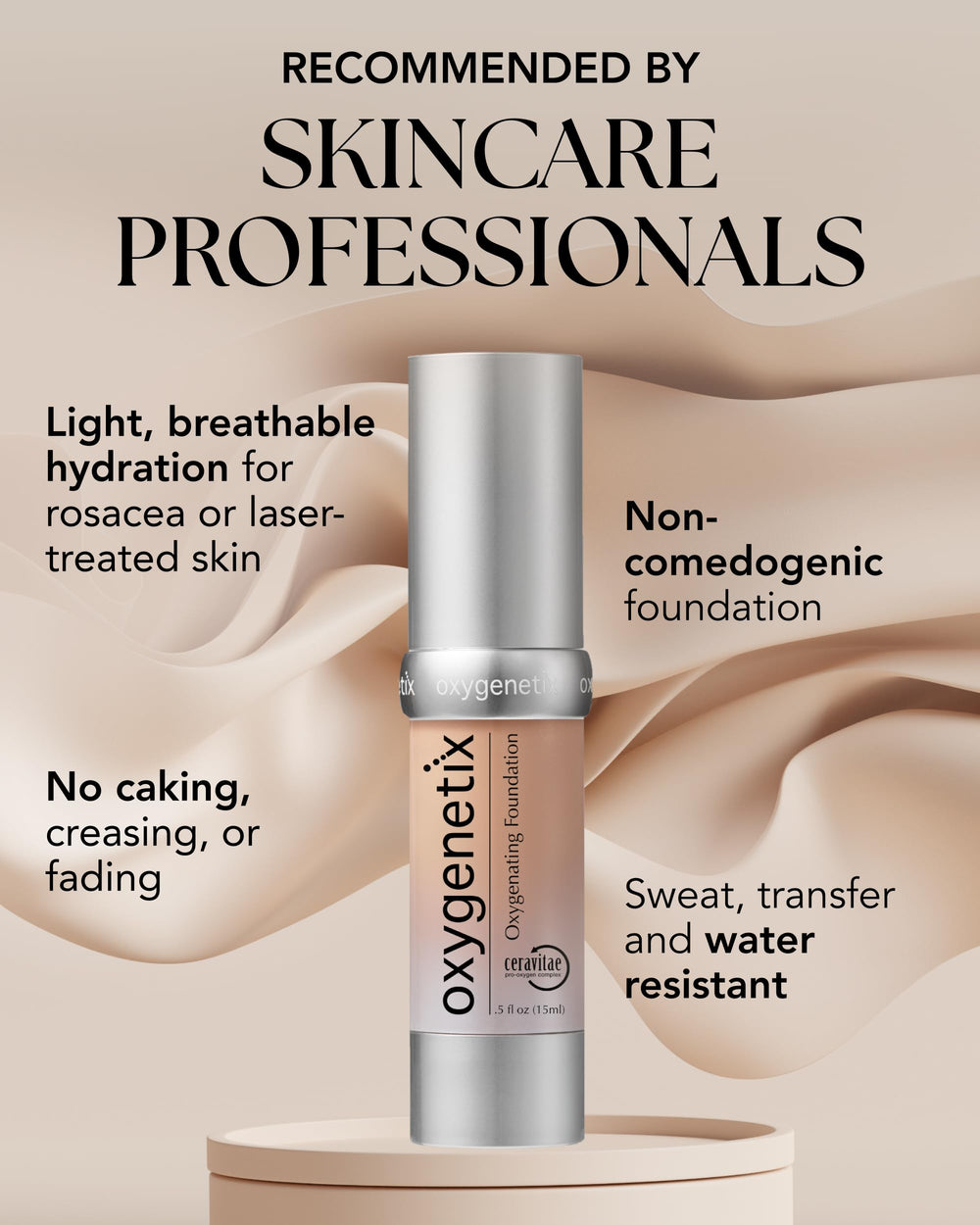 Oxygenetix foundation texture swatches, lightweight formula that blends seamlessly