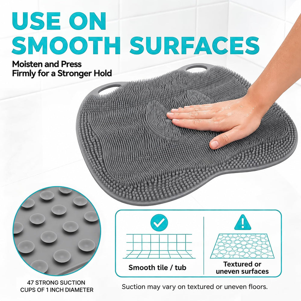 ozner lathered mat showing soap distribution for thorough cleansing benefits