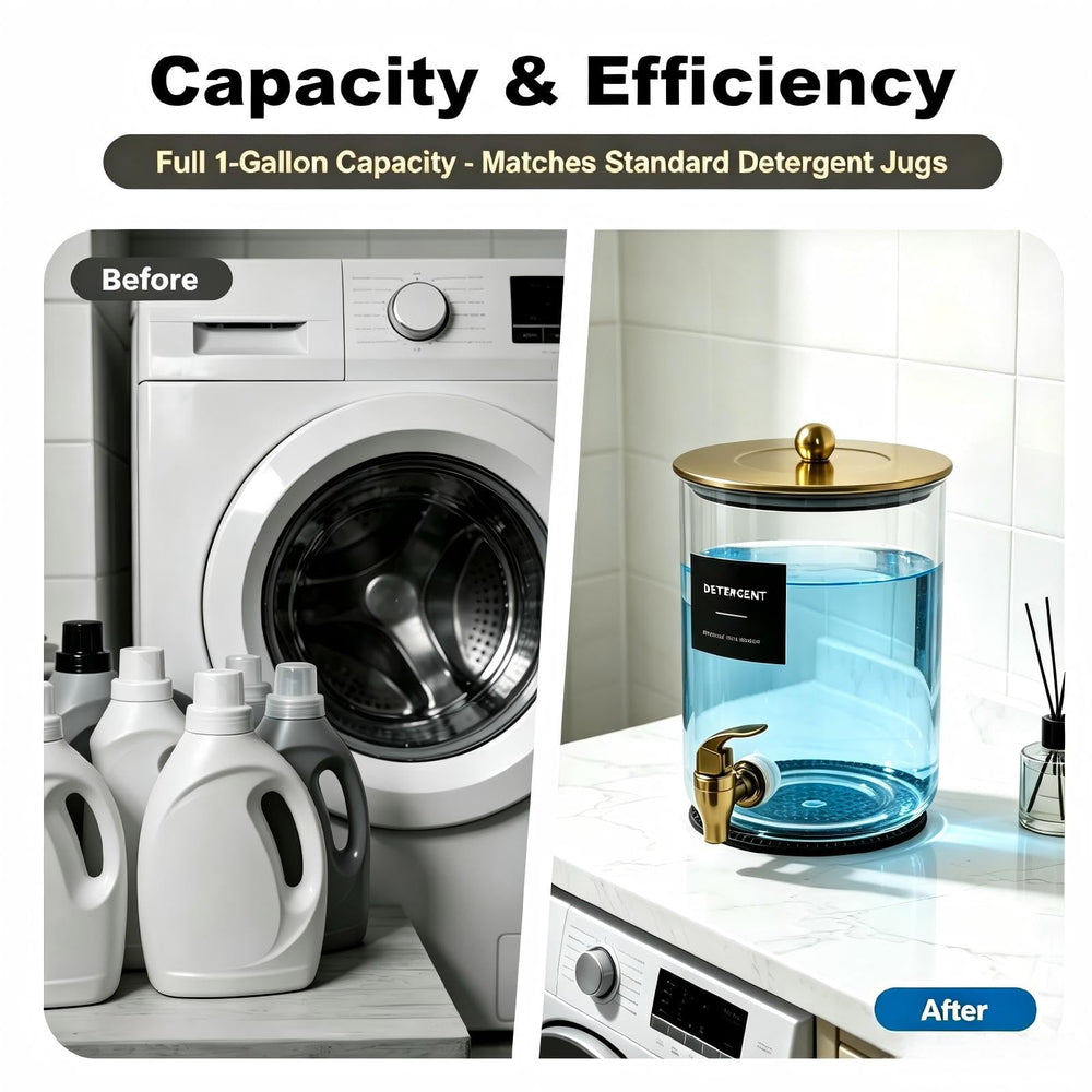 OZRVYNDAREL measuring cups beside dispenser for accurate detergent dosing