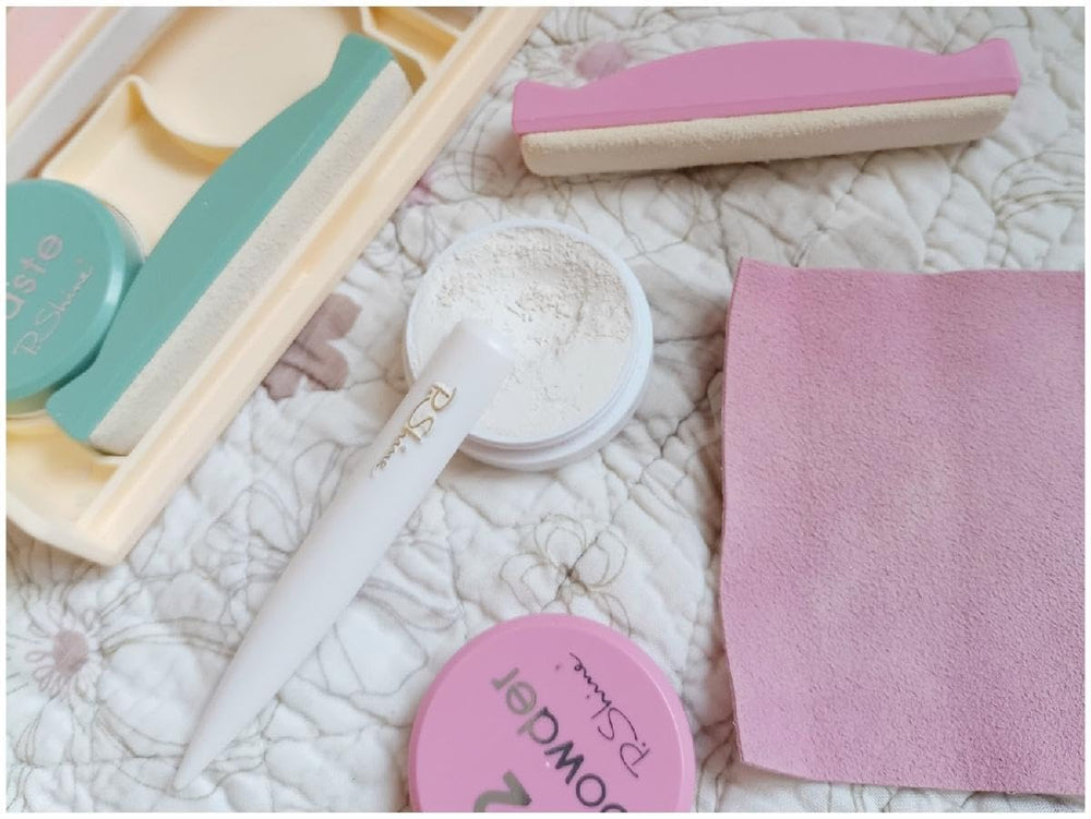 P-Shine application step one paste massage on natural nail demonstrating smoothing benefit
