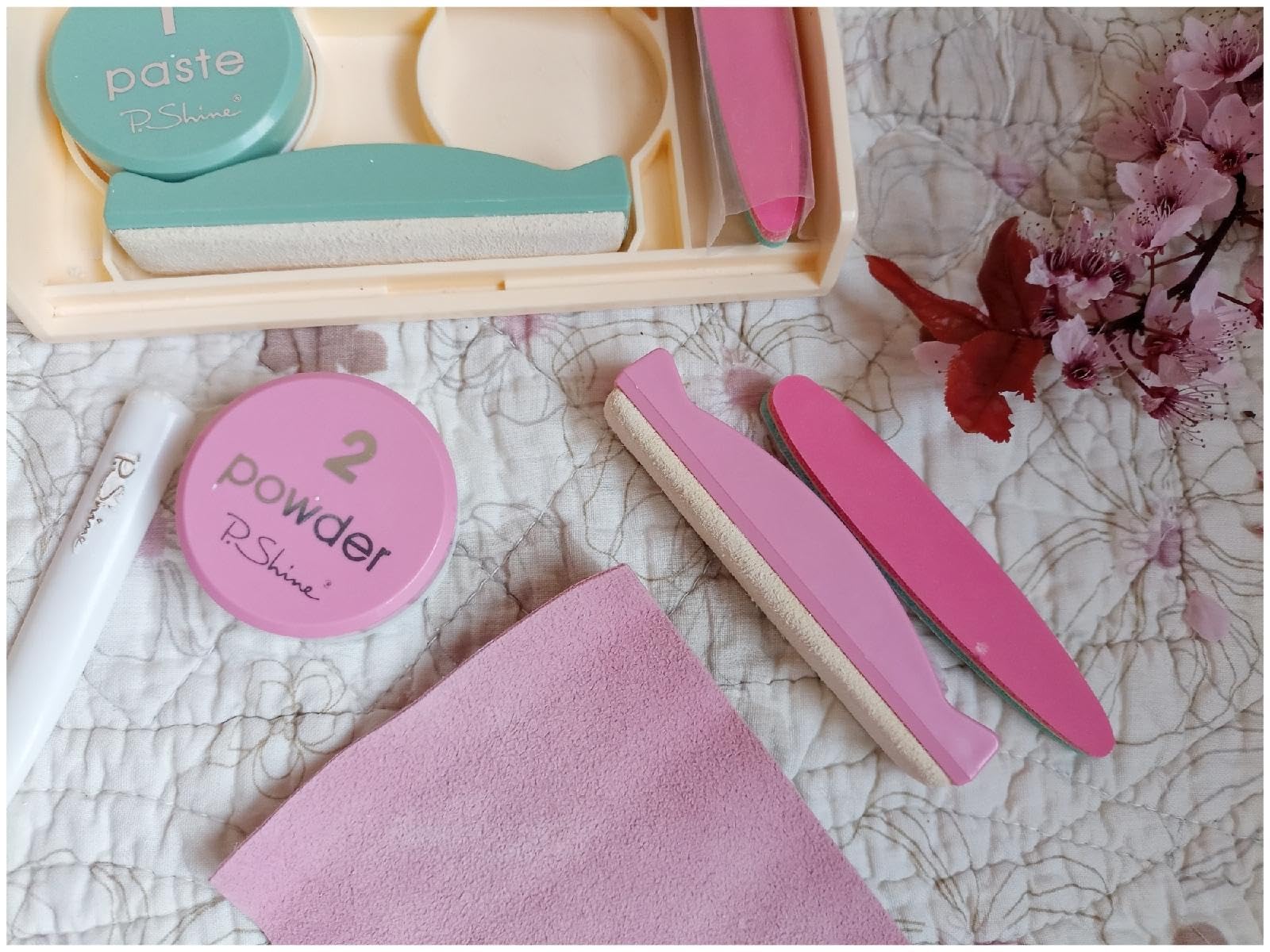 P-Shine deerskin applicators pair highlighting soft tools for gentle buffing and even coverage