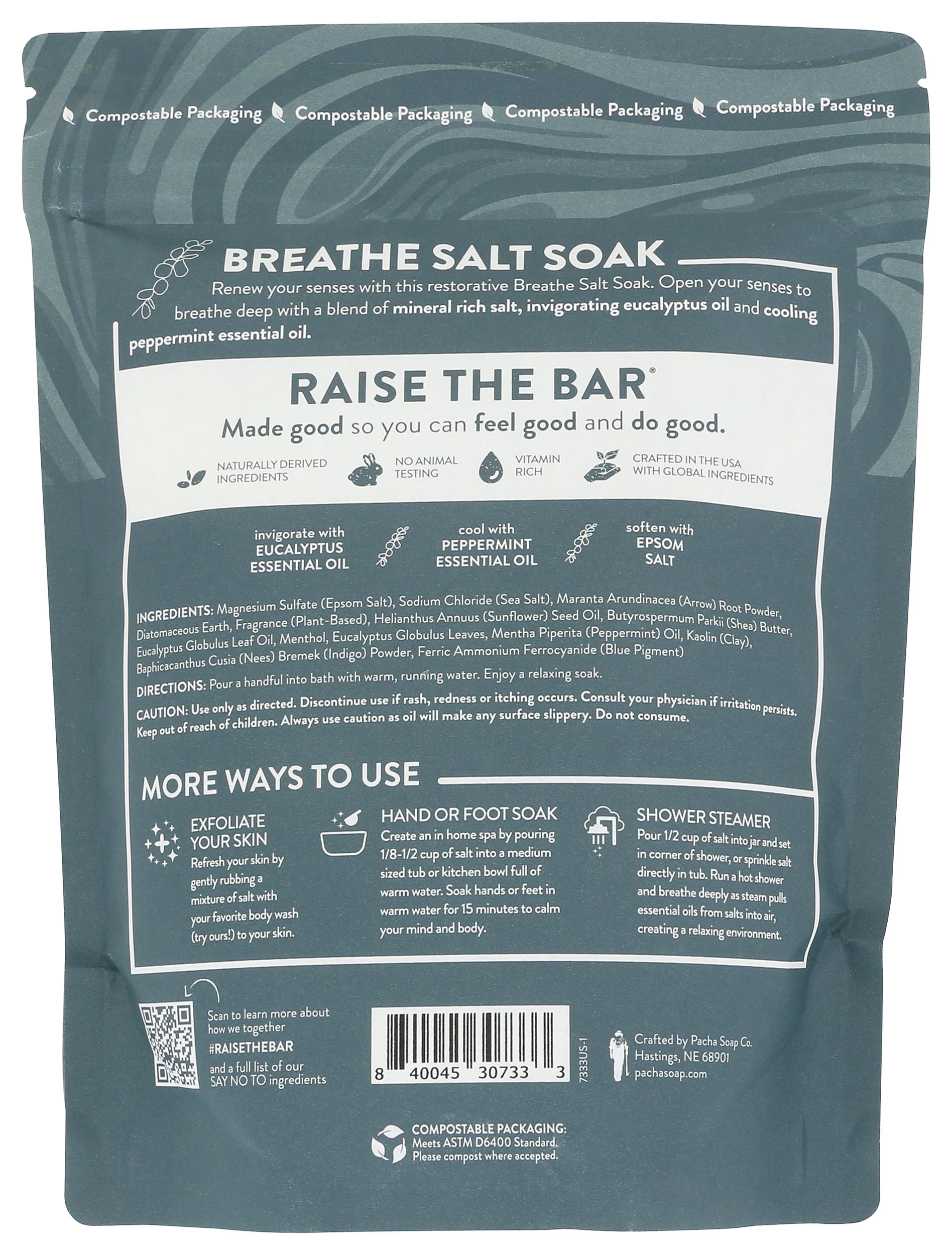 Pacha Soap Co closeup of salt texture highlighting fine mineral crystals and smooth dissolve