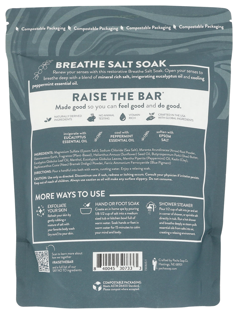 Pacha Soap Co closeup of salt texture highlighting fine mineral crystals and smooth dissolve