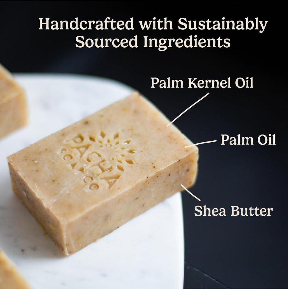 Pacha Soap Co Dirty Hippie bar in hand showing real size and ease of use