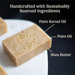 Pacha Soap Co Dirty Hippie bar in hand showing real size and ease of use