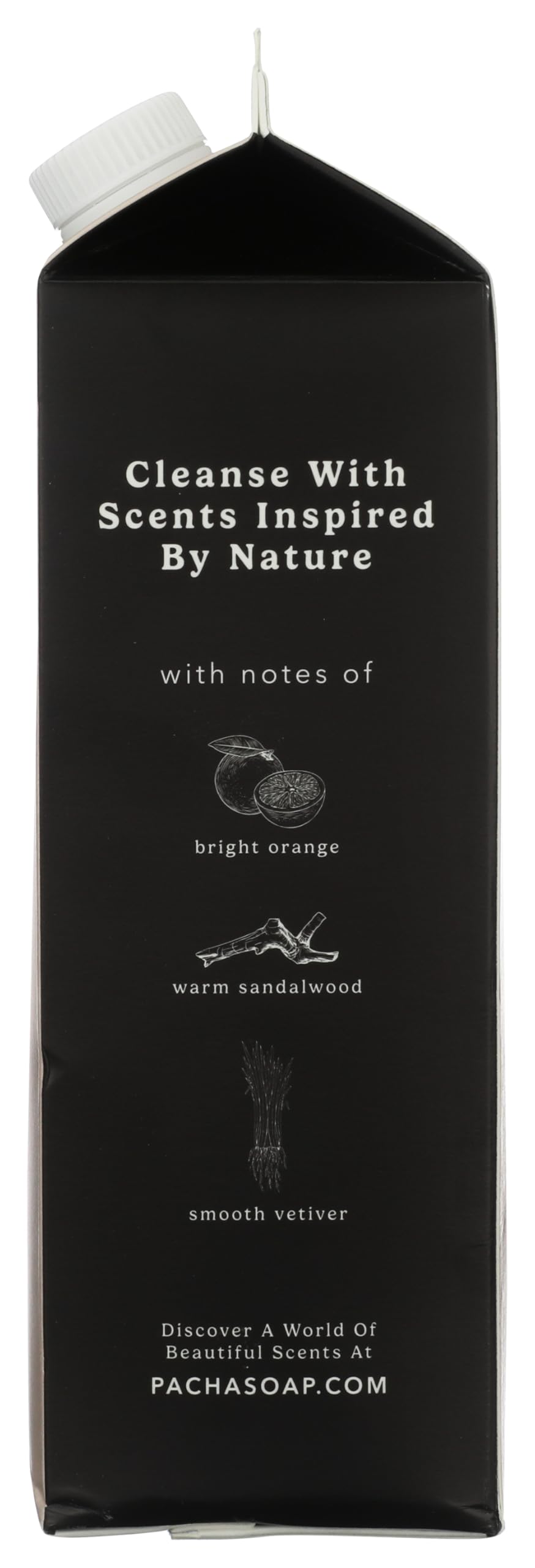 Pacha Soap Co label detail highlighting scent and cruelty-free benefit