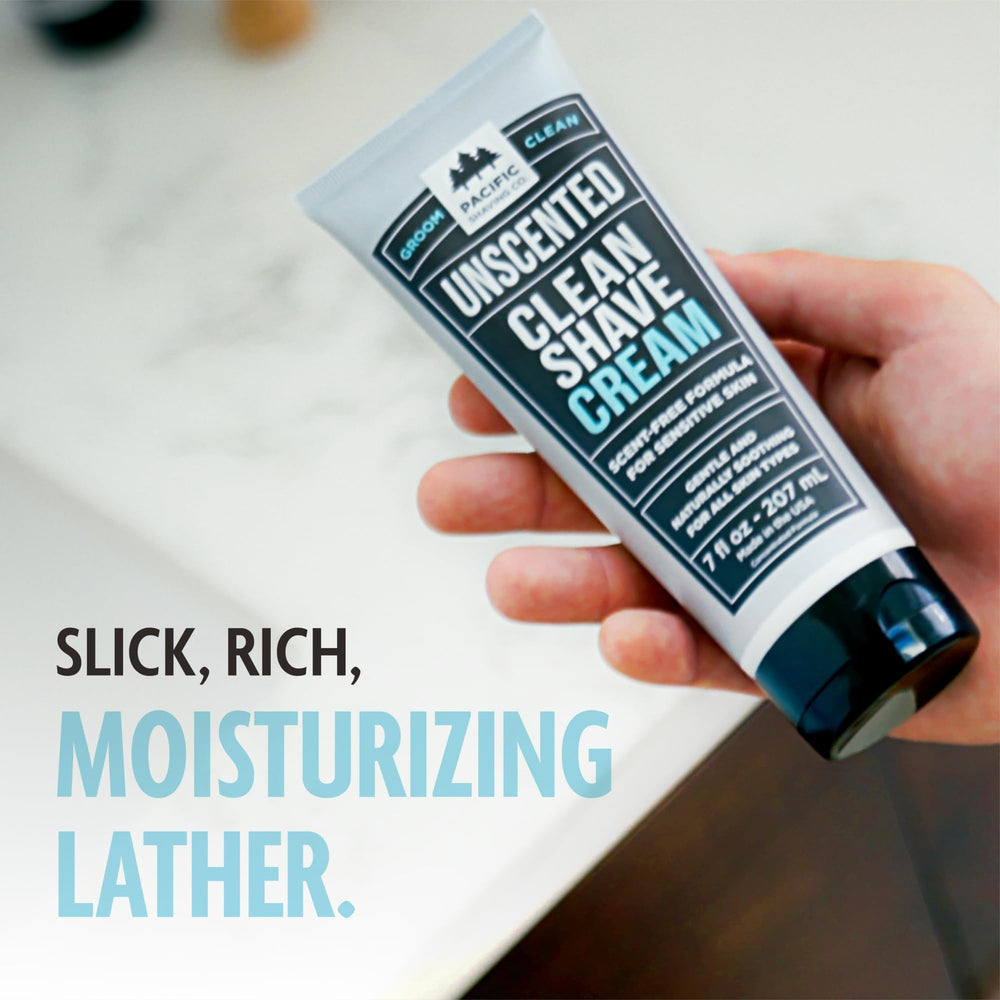 Pacific Shaving Company cream being applied with razor showing reduced friction benefit