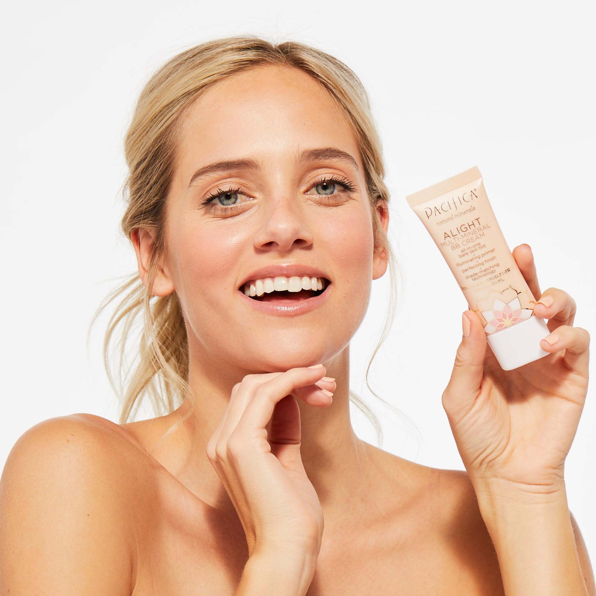 Pacifica Alight BB Cream in a tote bag ready for on-the-go touch-ups and convenience