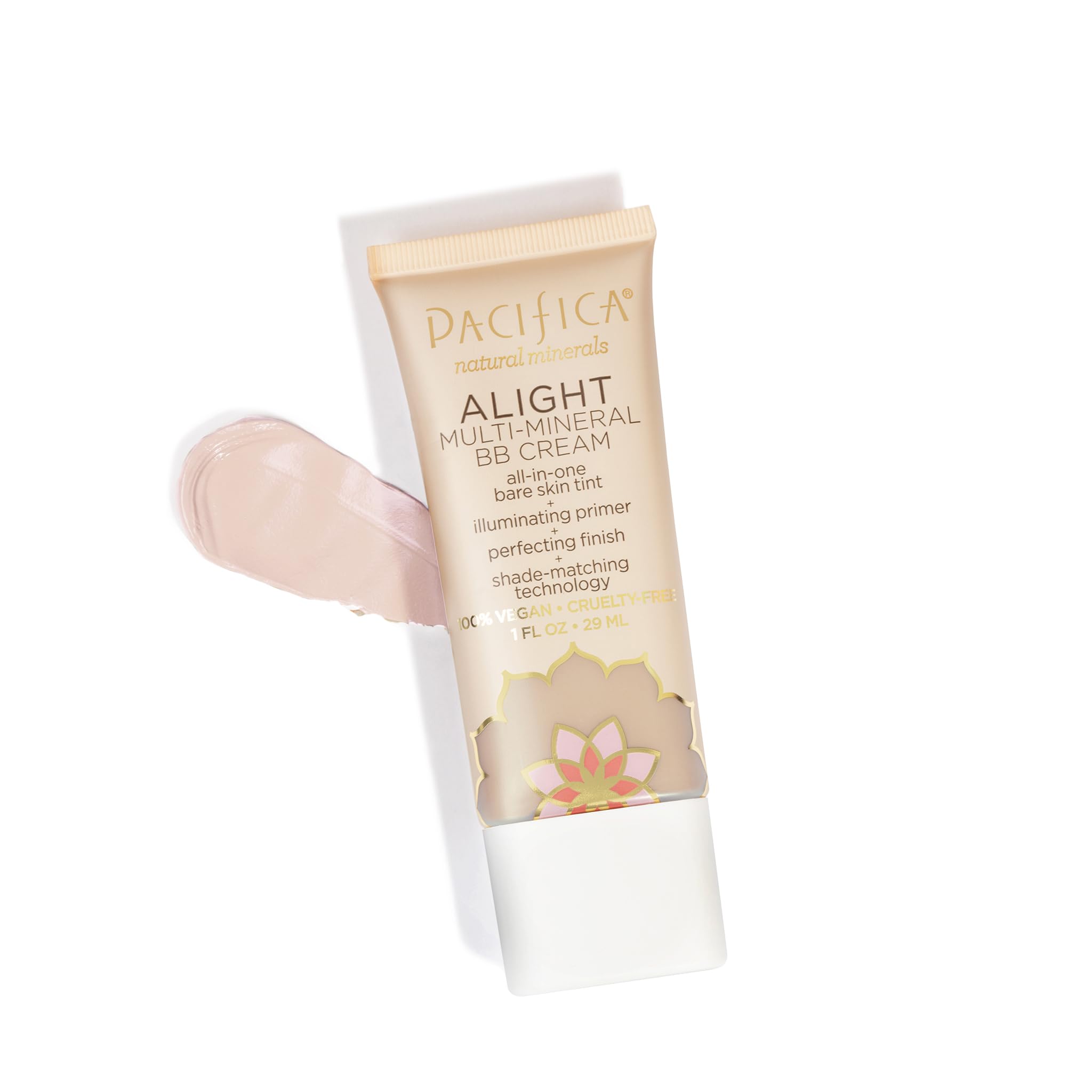 Pacifica before and after split face showing pore-blurring coverage benefit