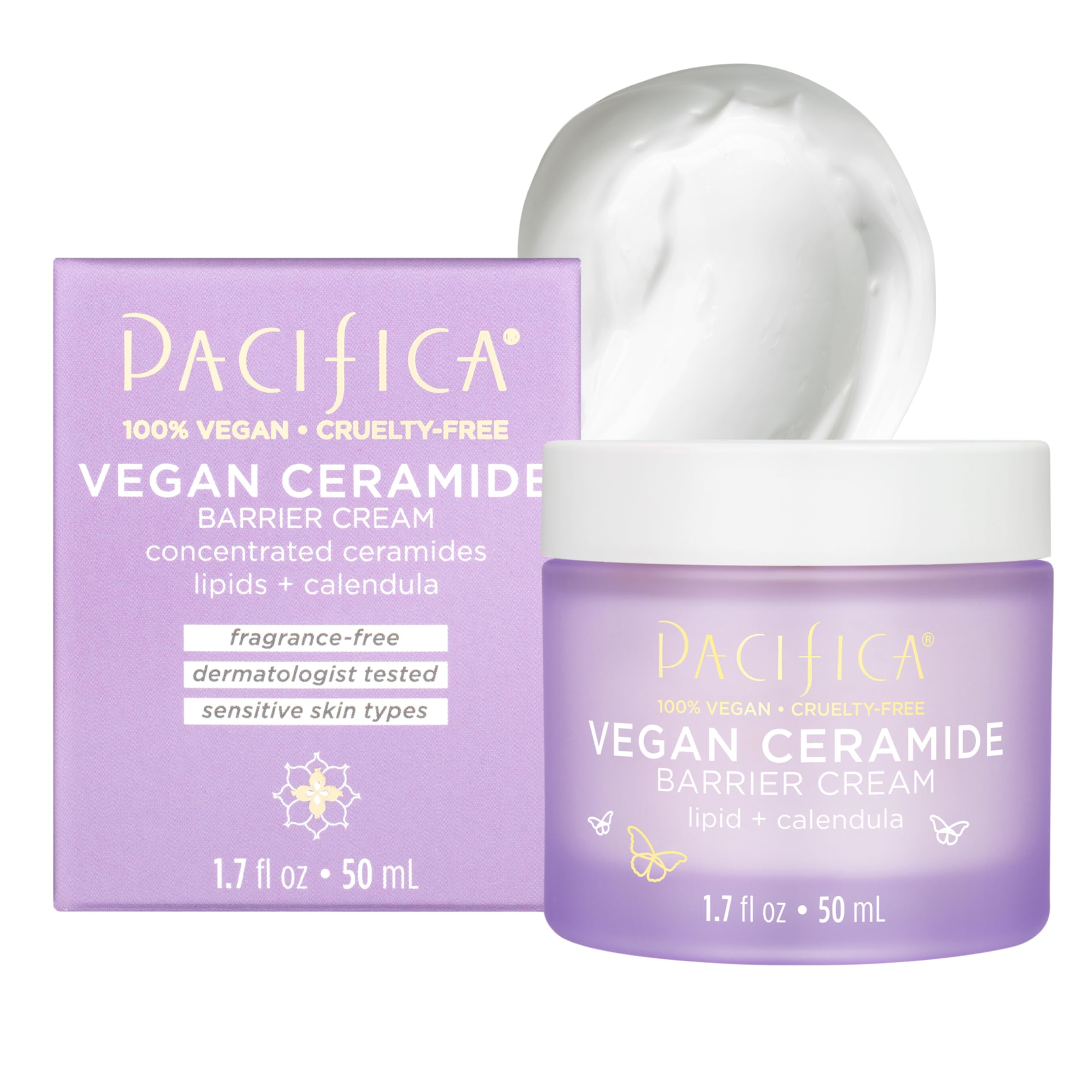 Pacifica jar front packaging showing brand and barrier cream benefit