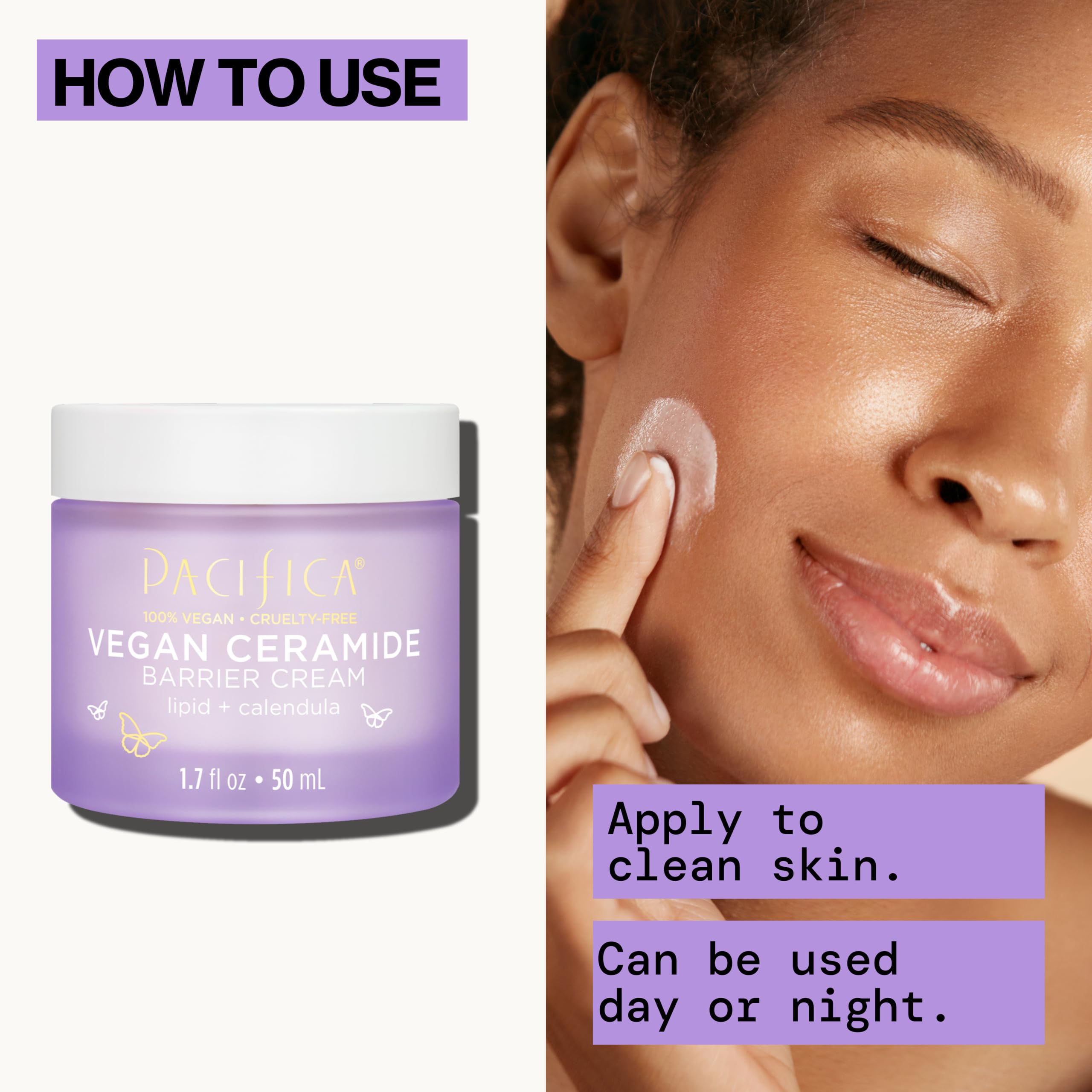 Pacifica clean beauty label and icons highlighting vegan, cruelty-free benefits