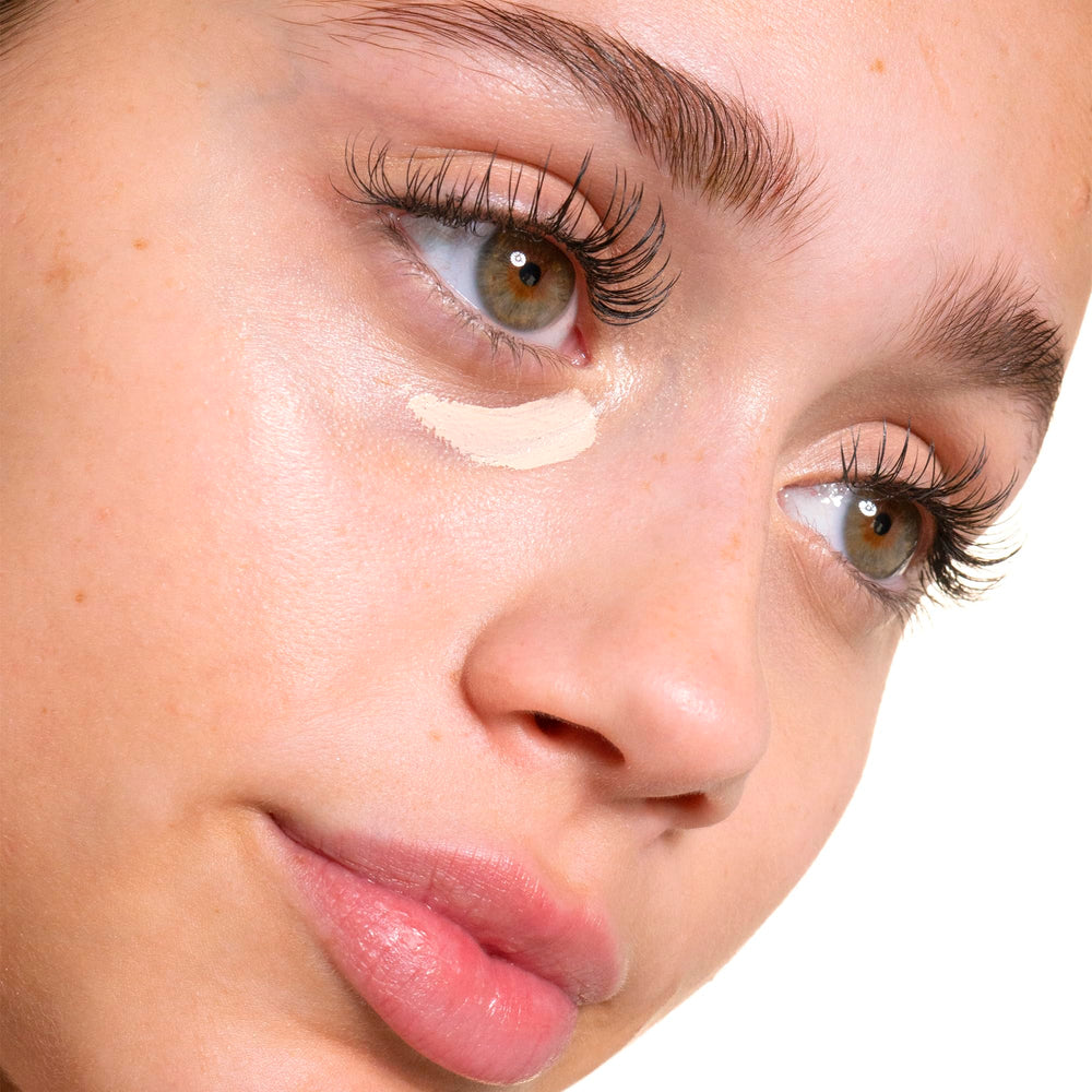 Pacifica concealer blended under-eye to show brightening and crease resistance