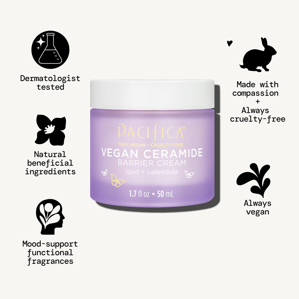 Pacifica cream being applied to cheek to soothe redness and hydrate