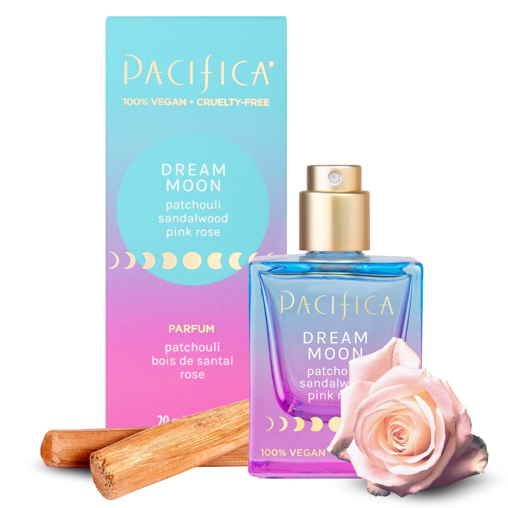 Pacifica Dream Moon front bottle showing label and elegant packaging benefit long-lasting scent