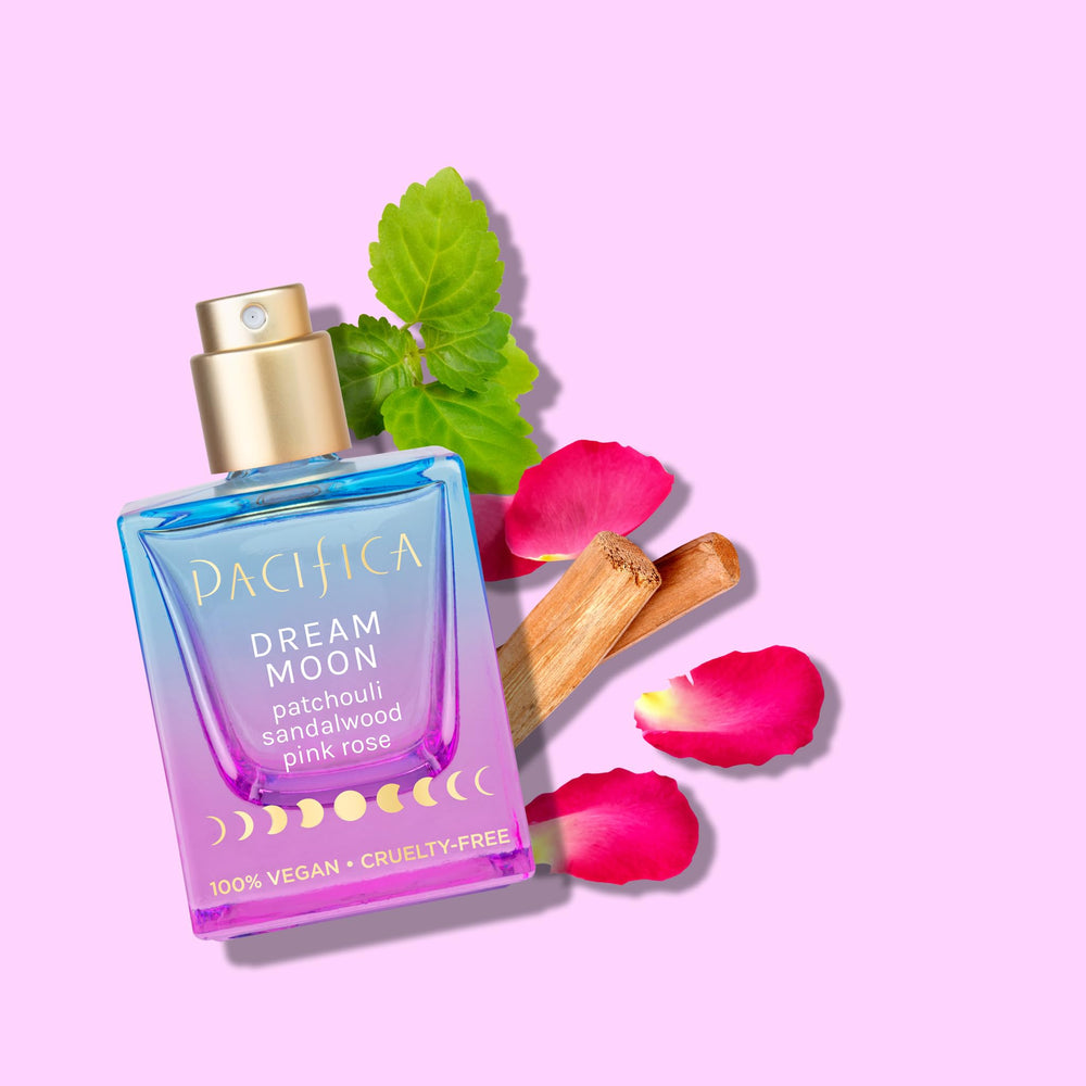 Pacifica Dream Moon paired with body mist illustrating layering options and custom scent benefit