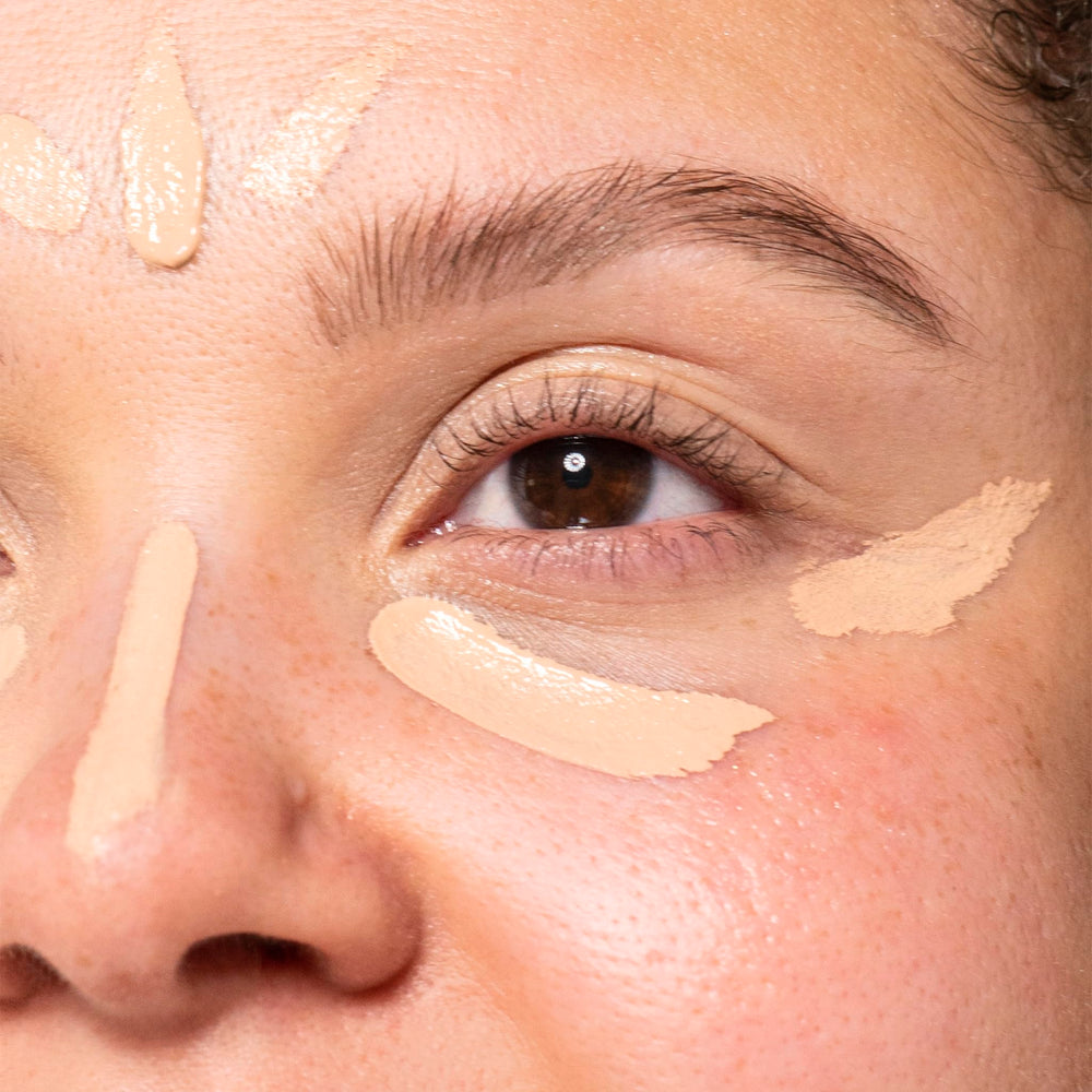 Pacifica split-image before and after showing reduced dark circles and spots