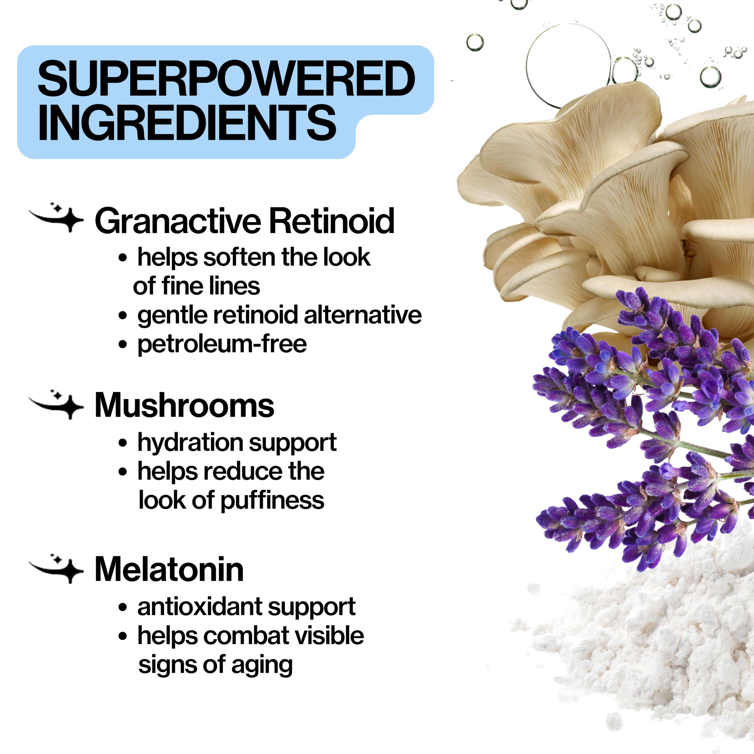 Pacifica eye cream ingredients label focusing on granactive retinoid and restlab complex