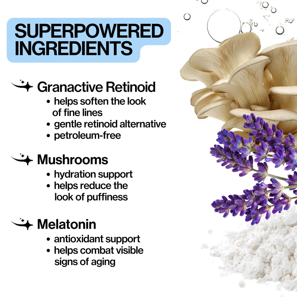 Pacifica eye cream ingredients label focusing on granactive retinoid and restlab complex