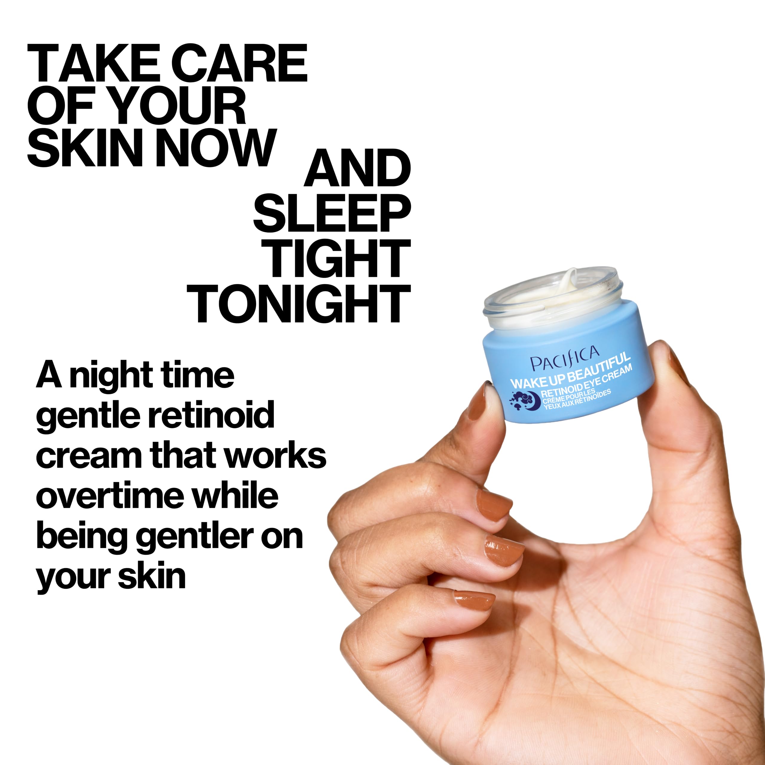 Pacifica eye cream texture closeup highlighting silky feel and quick absorption