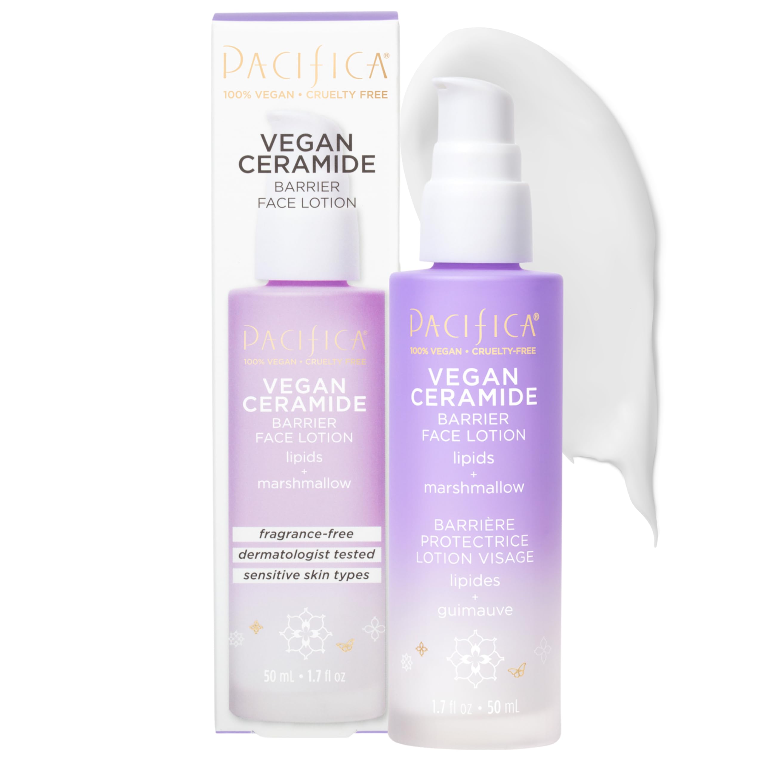 Pacifica front tube showing label and lightweight moisturizer benefit