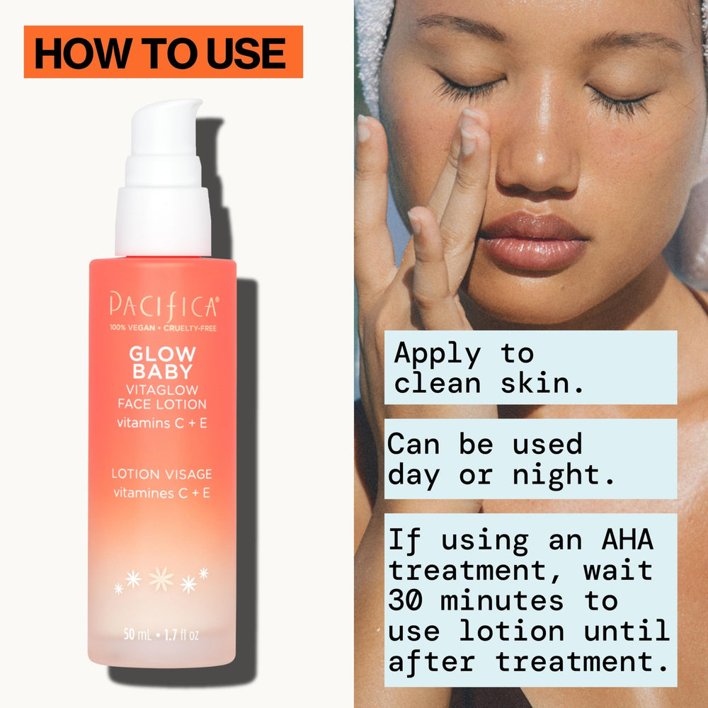Pacifica Glow Baby with citrus and vanilla extracts showcasing natural scent sources