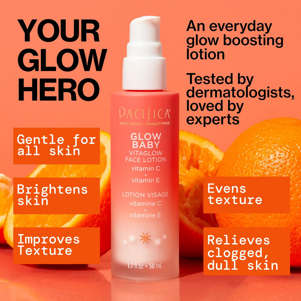 Pacifica Glow Baby lotion texture closeup demonstrating lightweight hydration
