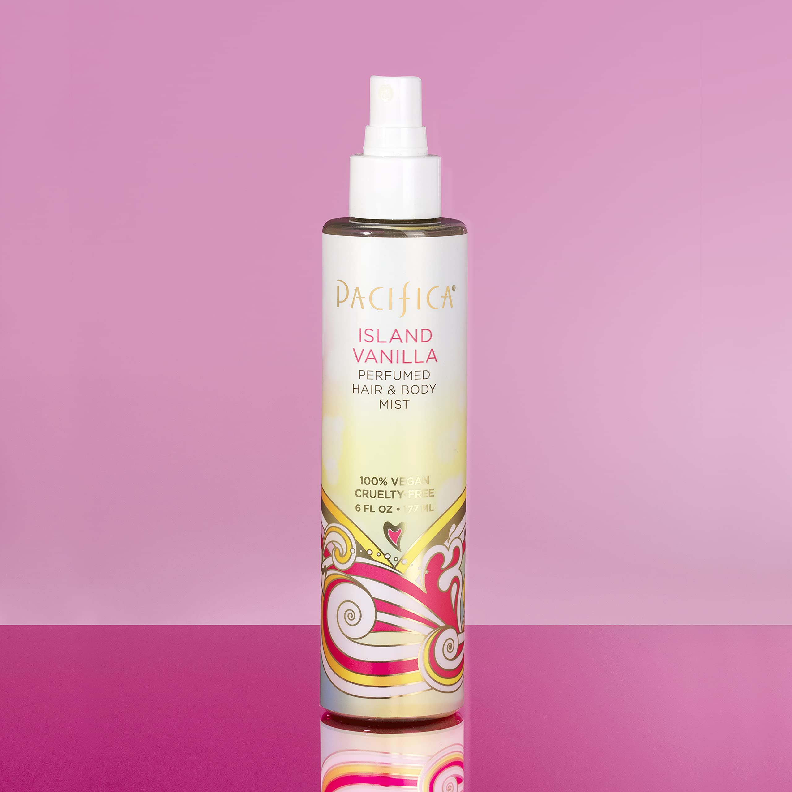 Pacifica bottle held in hand to show 6 oz scale and travel-friendly convenience