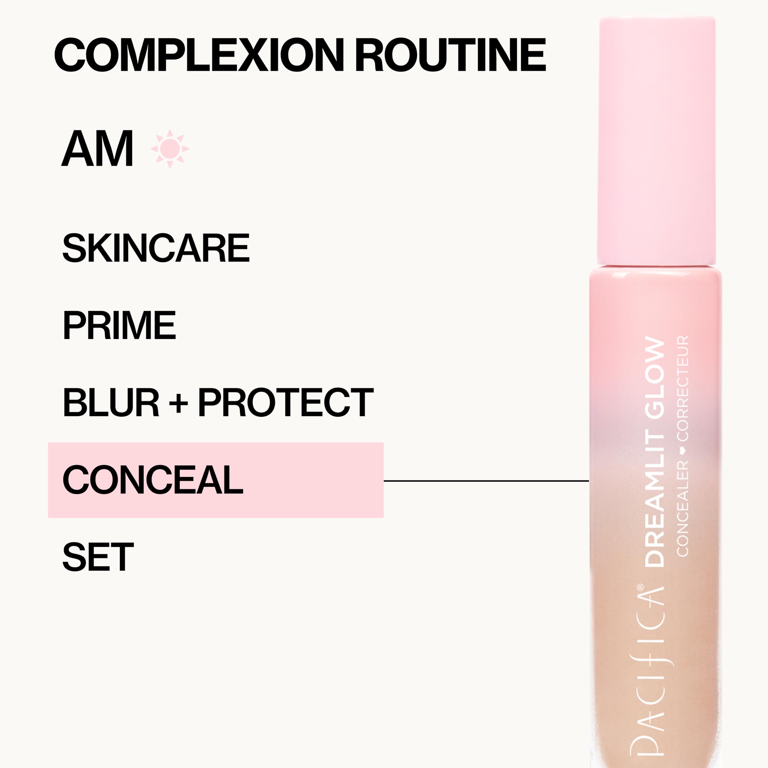 Pacifica product being applied by makeup artist showing professional finish