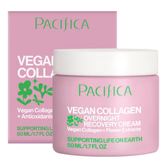 Pacifica front jar showing clean vegan collagen night cream for nightly hydration