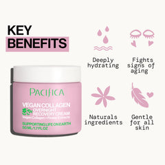 Pacifica jar beside jasmine and chamomile illustrating botanical calming ingredients