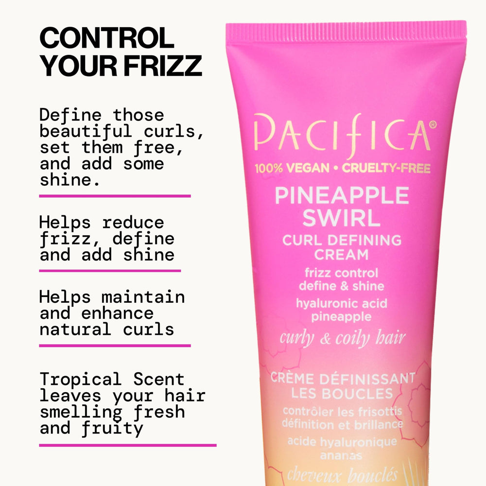 Pacifica products staged in bathroom for an easy curl routine