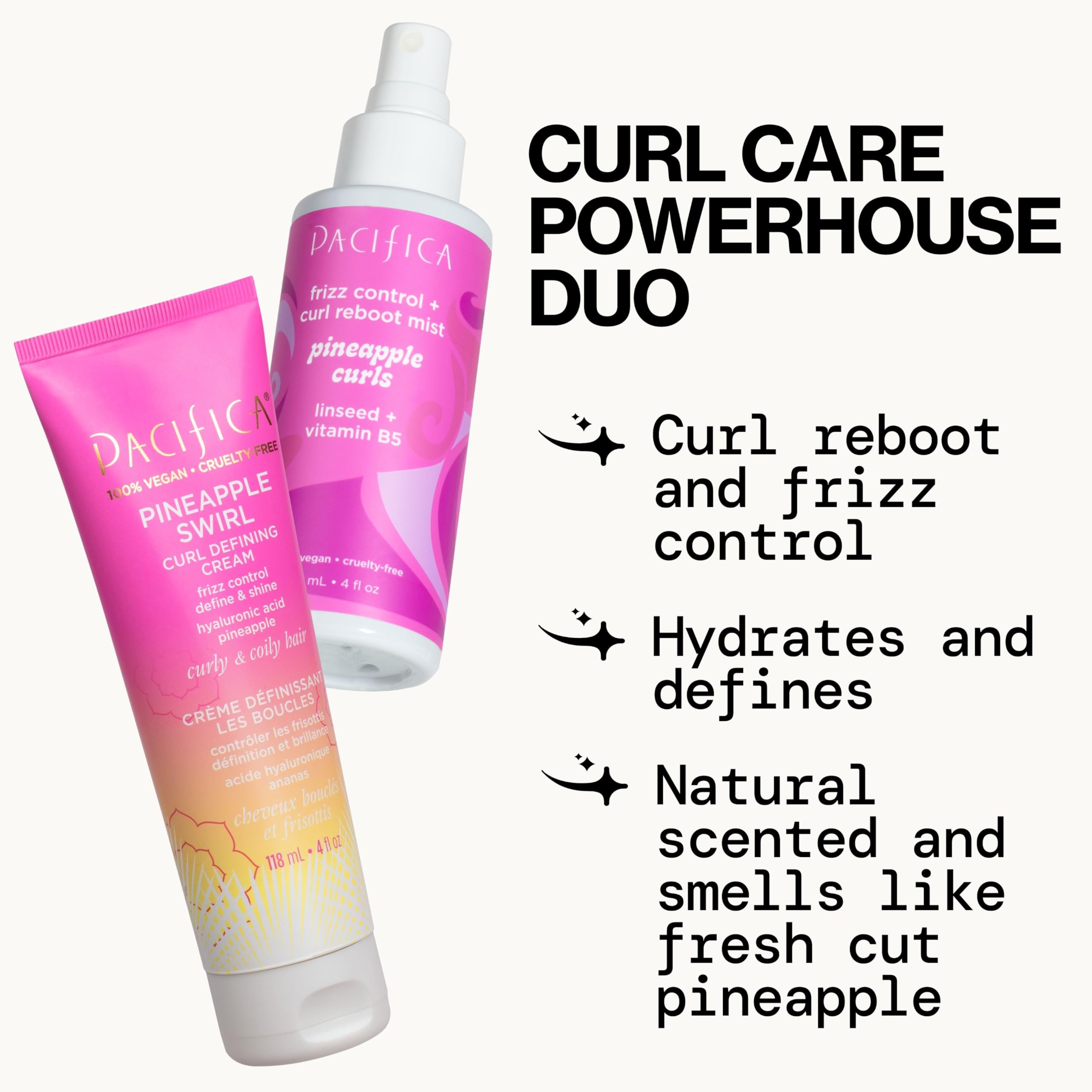 Pacifica curl cream pump top demonstrating easy dispensing