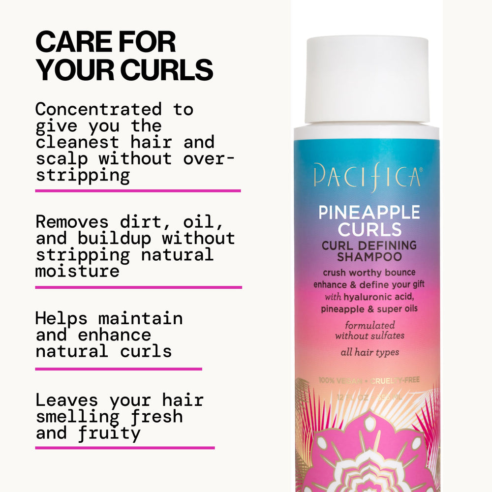 Pacifica applying cream to hair showing definition and touchable hold benefits