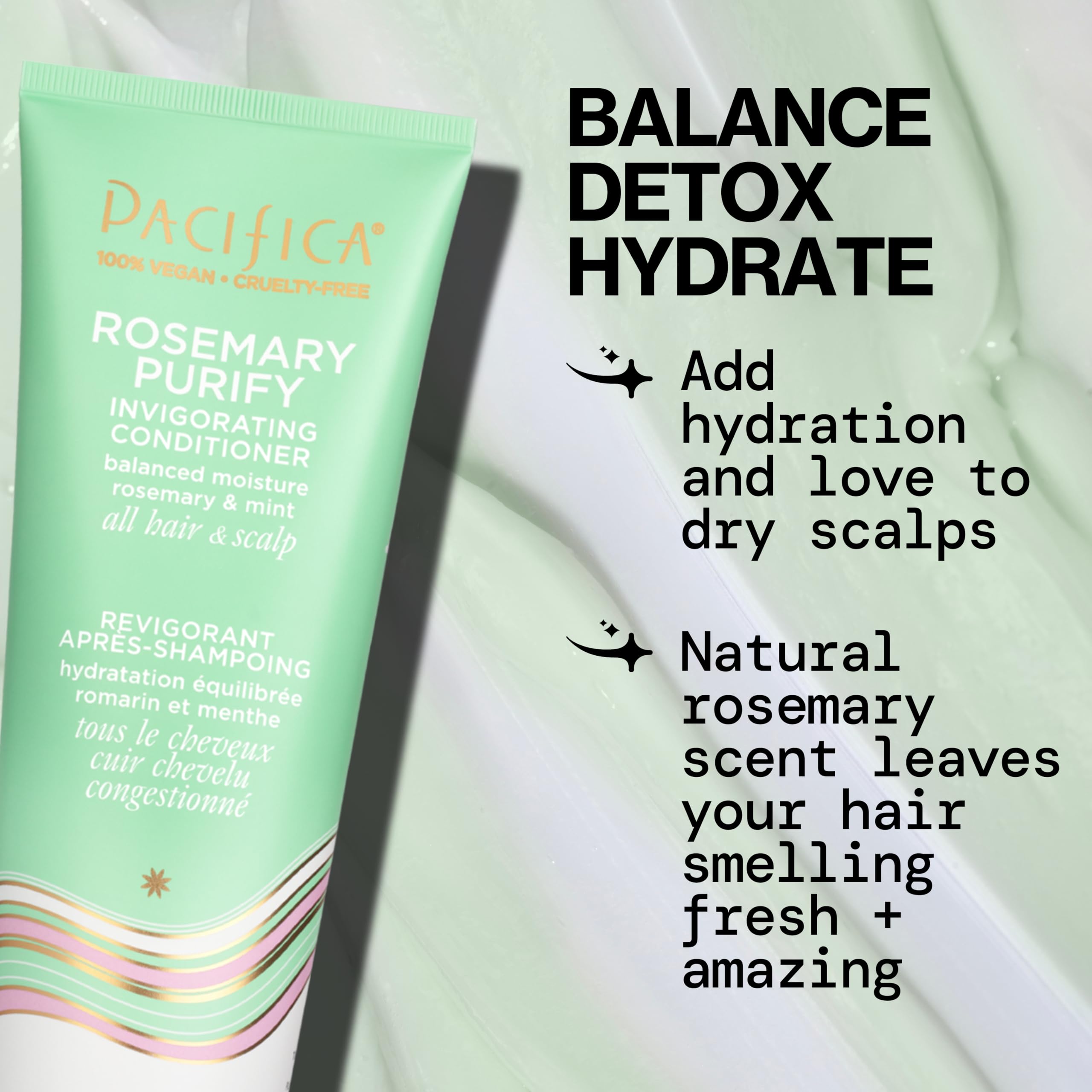 Pacifica conditioner cream swirl demonstrating lightweight hydration