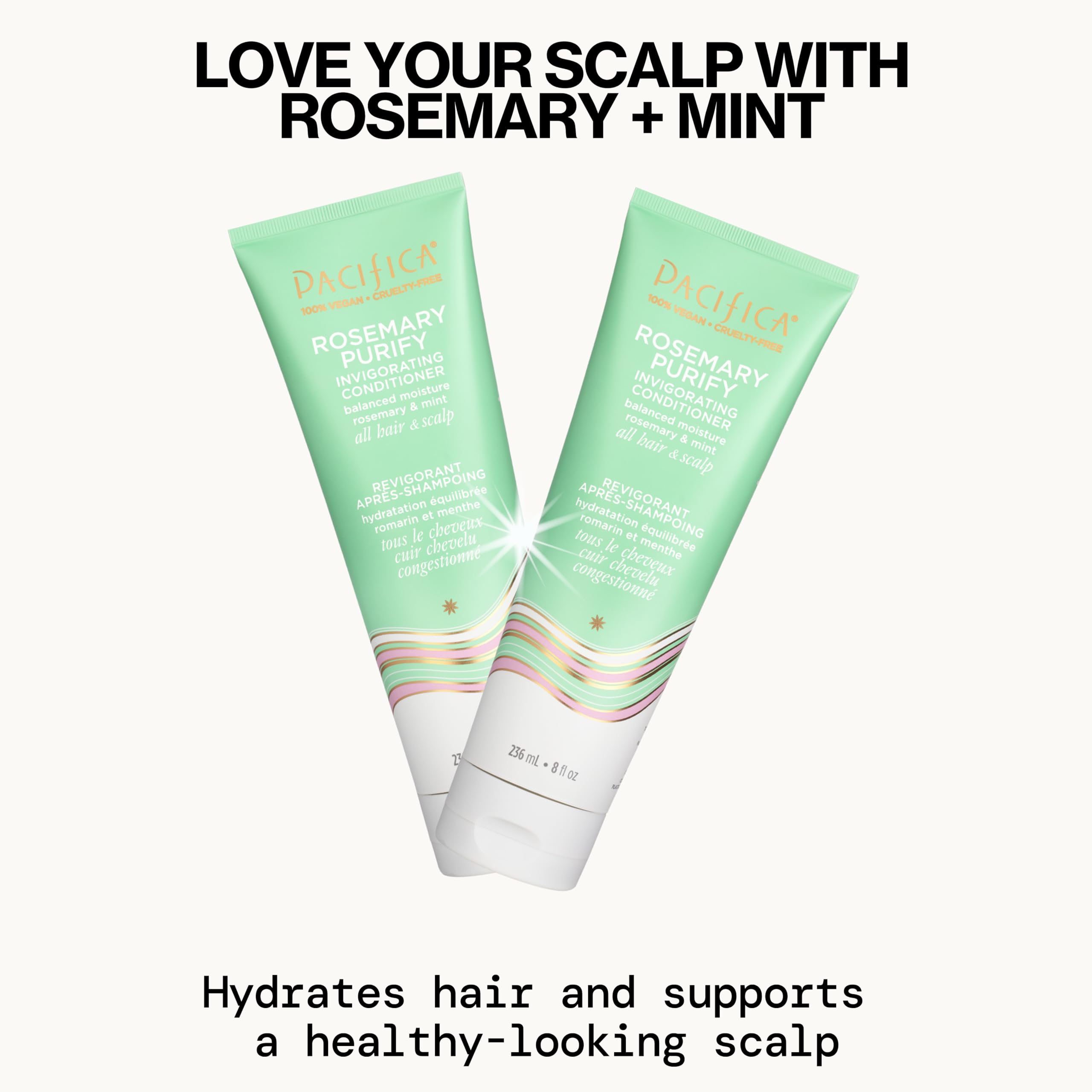 Pacifica conditioner side label highlighting vegan and sulfate-free benefits