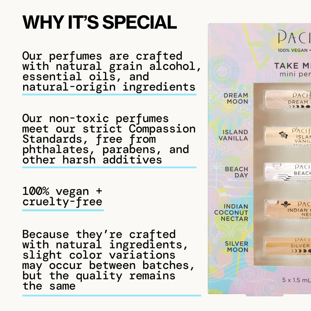 Detail of Pacifica Silver Moon label emphasizing clean fragrance formulation