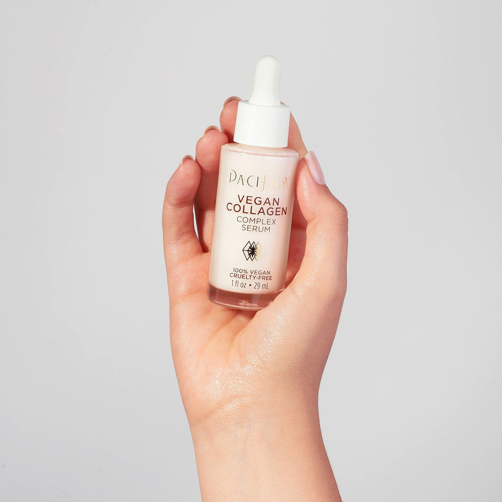 Pacifica serum applied to hand demonstrating fast absorption and plumping effect