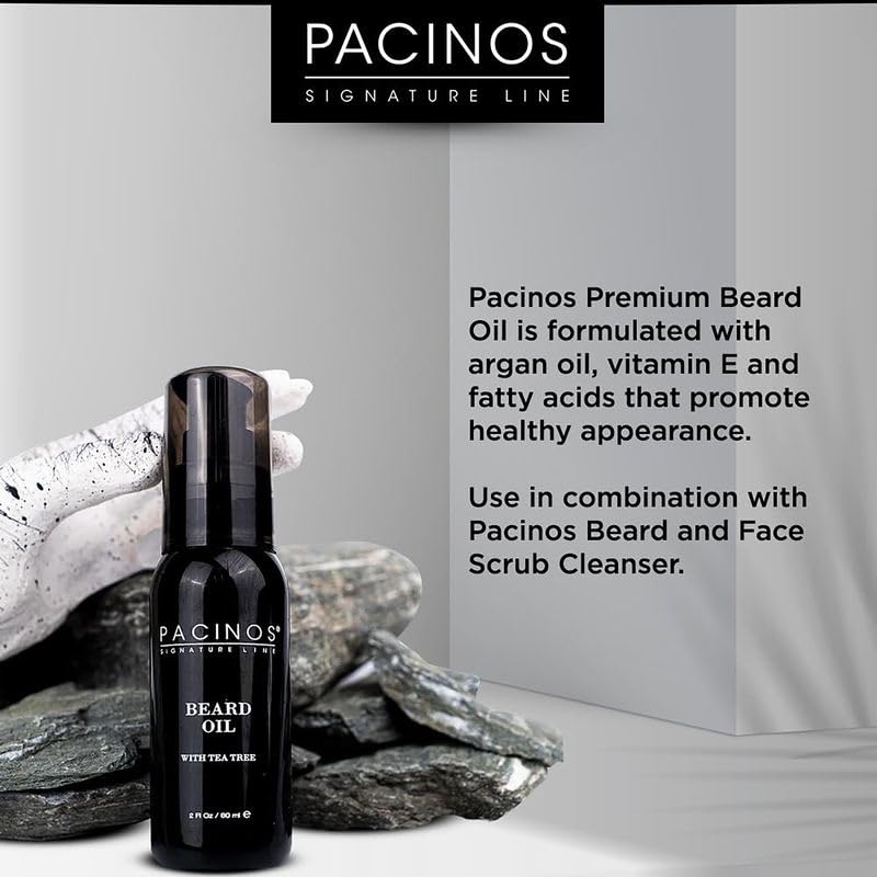 Pacinos beard oil texture in palm highlighting lightweight absorption benefit